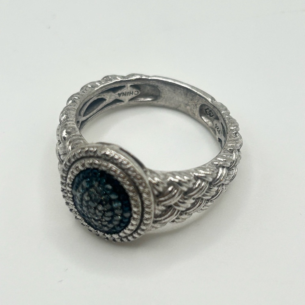 Sterling Silver Braided Pattern Topaz Ring | Size… - image 2